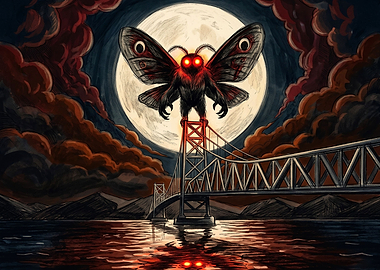 Mothman Perched on a Bridge