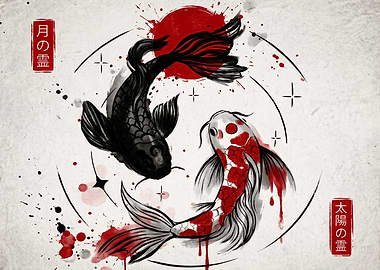Yin Yang Koi Fish Art