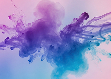 Abstract Blue and Purple Ink Cloud