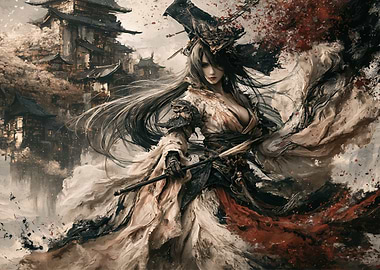 Ethereal Samurai Warrior in Traditional Attire
