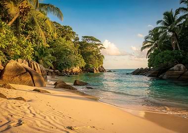 Tropical Beach Cove at Sunset
