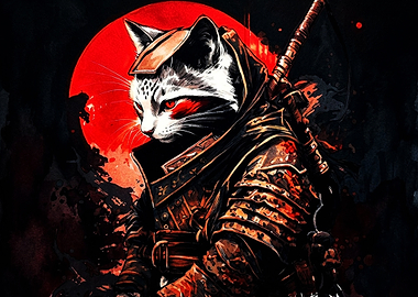 Warrior Cat Samurai Digital Art