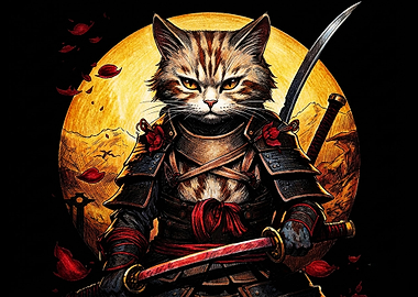 Samurai Cat Warrior with Katana