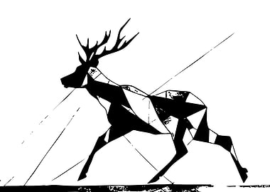 Geometric Running Deer Silhouette