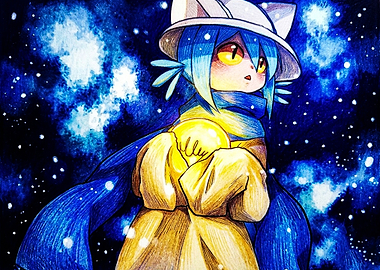 Anime Cat Girl Holding Glowing Light