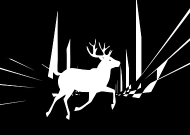 Minimalist Black and White Deer Silhouette