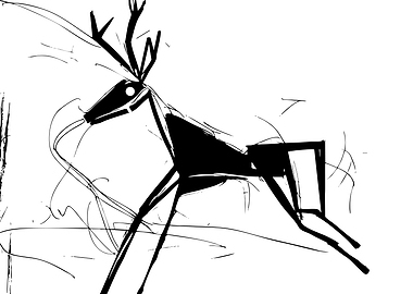 Minimalist Black and White Deer Sketch