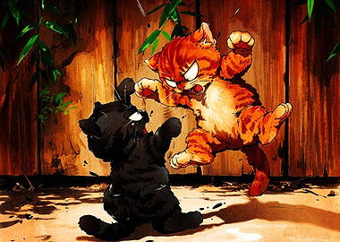 Anime Style Fighting Kittens