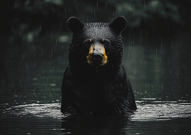 Black Bear in the Rain