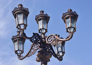 Ornate Vintage Five-Light Street Lamp
