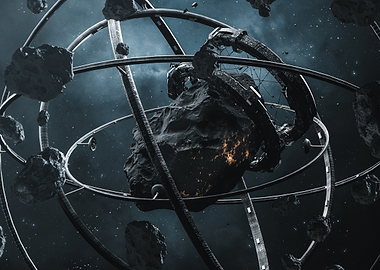 Asteroid Mining Station in Deep Space