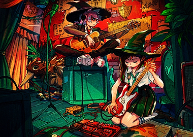 Witch Musicians Playing in Studio