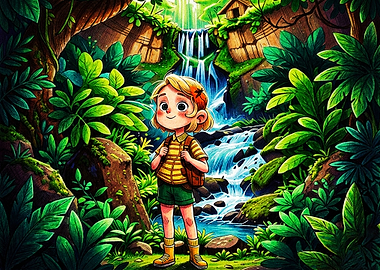 Young Explorer in Lush Jungle