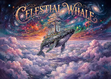Celestial Whale Floating Above Clouds