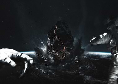 Astronauts Witnessing a Cosmic Impact