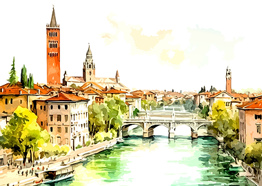 Verona Cityscape Painting