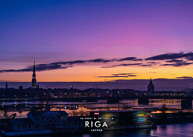 Riga Skyline at Sunset