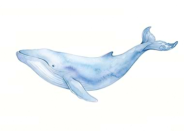 Watercolor Blue Whale Illustration