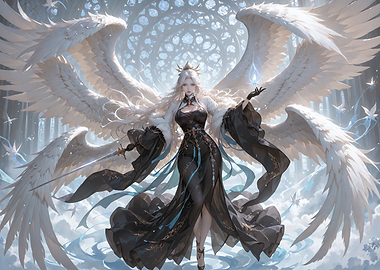 Ethereal Angel in Black Gown