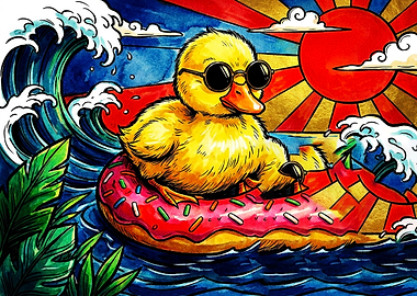 Cool Duck on Donut Float