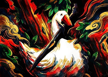 Warrior Goose with Sword Illustration