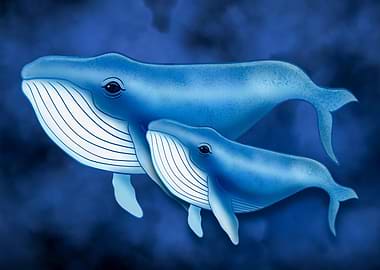 Mother and Baby Blue Whales