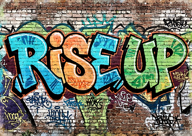 Rise Up Graffiti Brick Wall Art