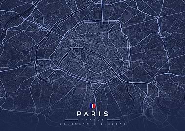 Paris France City Map Poster