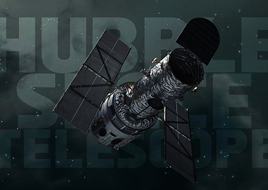 Hubble Space Telescope in Orbit - Artistic Grain