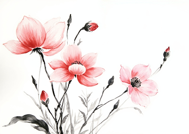 Elegant Pink Watercolor Floral Illustration
