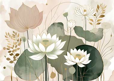 Elegant Watercolor Lotus Floral Art