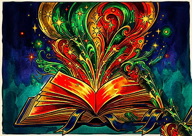 Magical Open Book with Enchanted Energy