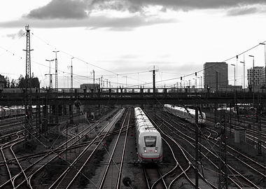 German ICE Train departing from Munich Central Station