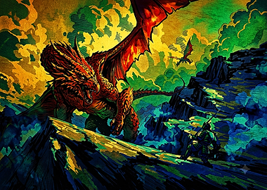 Samurai Facing a Fierce Dragon