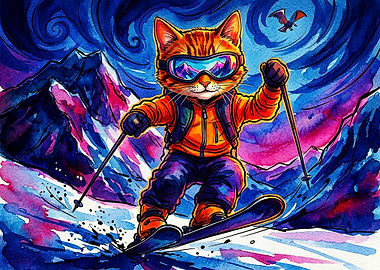 Adventurous Cat Skiing in Mountains