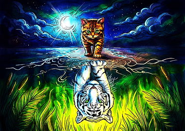Kitten Reflecting as a Tiger