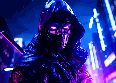 Neon Cyberpunk Ninja Warrior