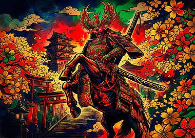 Samurai Warrior on Horseback