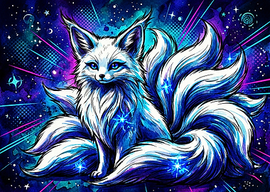 Cosmic Nine-Tailed Fox Illustration