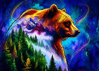 Double Exposure Bear Mountain Forest Art