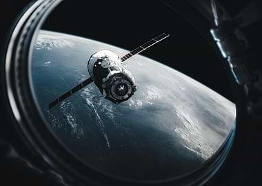 Spacecraft Soyuz Orbiting Earth View