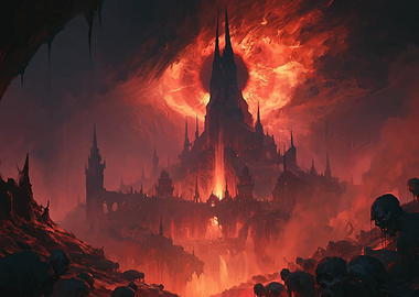 Dark Fantasy Hellscape Castle