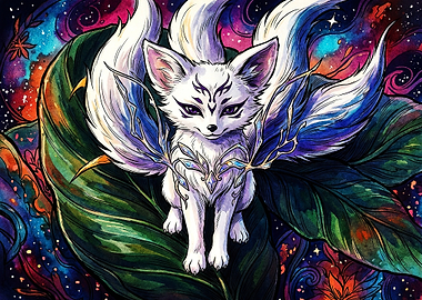 Mystical Nine-Tailed White Fox