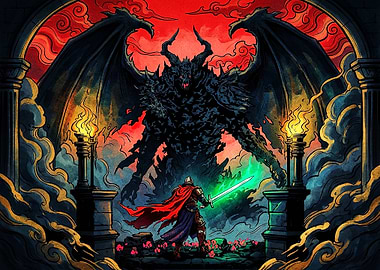 Knight Facing a Demonic Beast