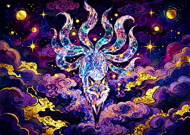 Celestial Nine-Tailed Fox Fantasy Art