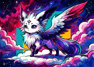 Celestial Winged Eevee Fantasy Art