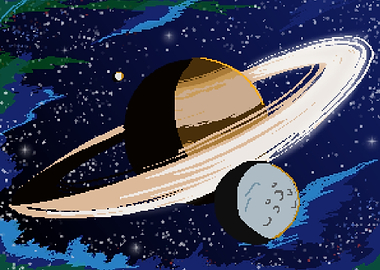 Pixel art of Saturn