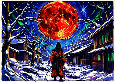 Samurai Under a Blood Moon