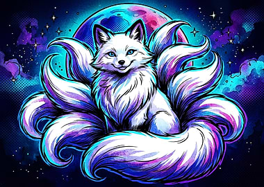 Nine-Tailed Fox Kitsune Digital Art