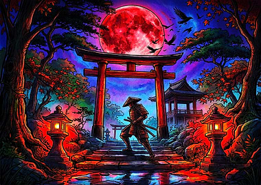 Samurai Under a Crimson Moon